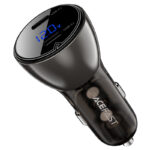 AceFast B10 metal car charger 60W (USB-C + USB-C) with digital display black - imagine 2