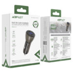 AceFast B10 metal car charger 60W (USB-C + USB-C) with digital display black - imagine 5