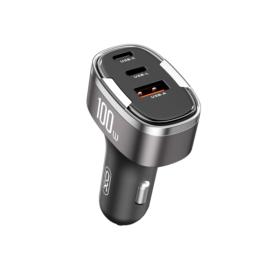 ceone-pl-gfx-invent-oryg-400188_oryg-1.png XO CC61 Smart Car Charger (Apple Output) 100W /USB-A(30W)+Type-C(45W)+Lightning(25W) - imagine 1