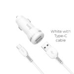Hoco Z27 Staunch dual port in-car charger set(Type-C)