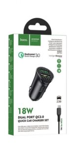 Hoco Z39 Farsighted dual port QC3.0 Car charger set(Micro) - imagine 3