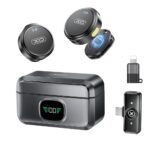 XO MC12 Wireless Noise-Cancelling Microphone with Type-C Smart Charging Case and Lightning Adapter