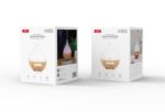 XO HF12 Transparent+Wood Grain Model Colorful Lights Spray Humidifying Aromatherapy Diffuser - imagine 5