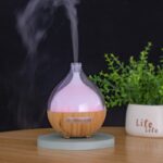 XO HF12 Transparent+Wood Grain Model Colorful Lights Spray Humidifying Aromatherapy Diffuser