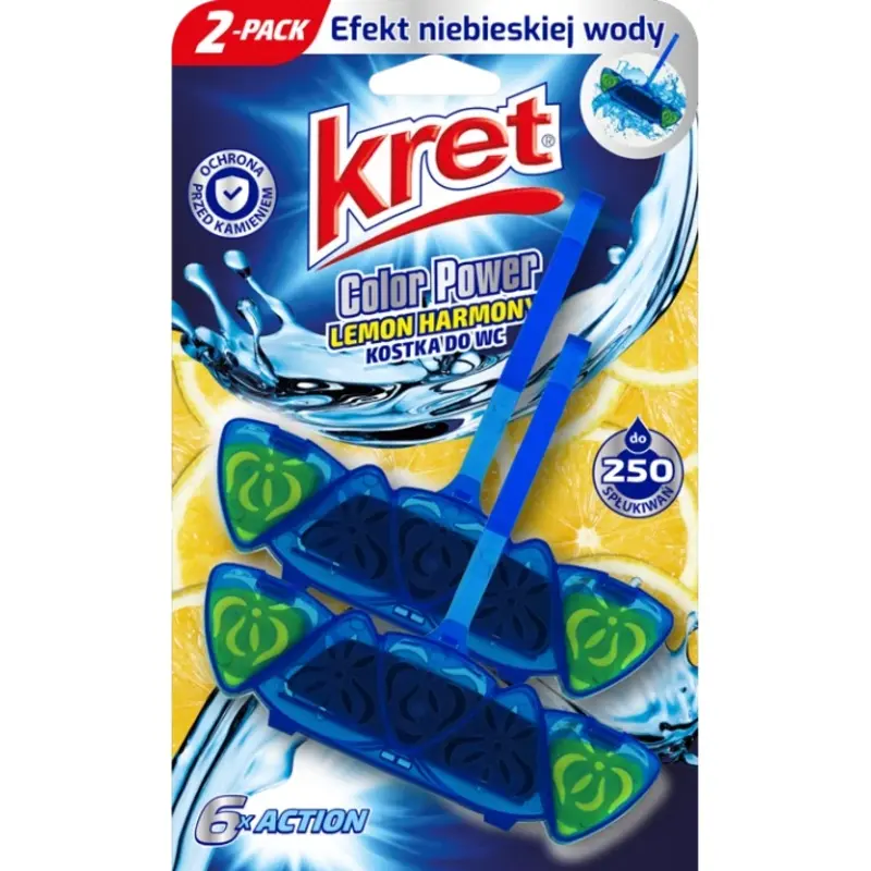 Bloc de toaletă KRET Power Lemon, 2x40 g
