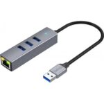 HOCO HB34 Easy link USB Gigabit Ethernet adapter(USB to USB3.0*3+RJ45) - imagine 2